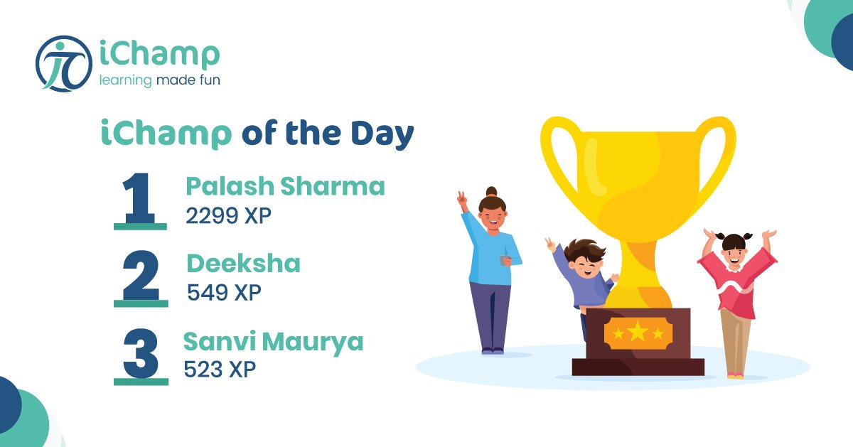 ichamp_in's tweet image. And Palash is on top by miles..Well done, Champ.
At #ichamp we create champions who master the concepts & are prepared to face challenges. Link in Bio.
#bytesizedlearning #betterlearning #edutainment #ichamp #ichampoftheday #geni #learningapp #educationapp #androidapp