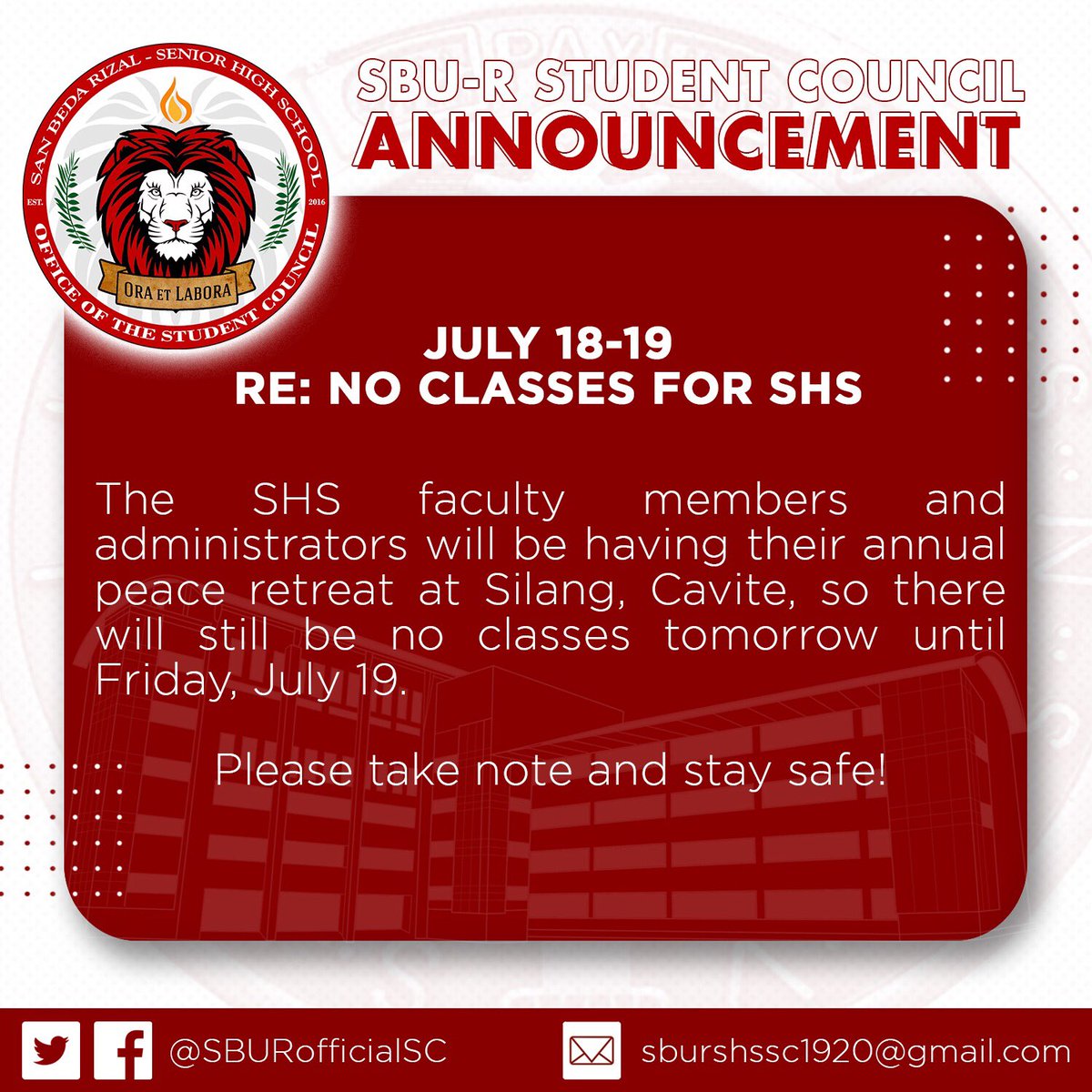 SBURofficialSC's tweet photo. Make the most out of the long weekend and try to be productive! 😊 https://t.co/1UzQlj9svF