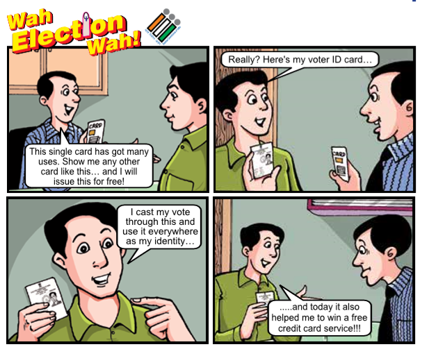 ECISVEEP's tweet photo. #ThursdayToons
Do take a moment to read what our #ChunaavToons have got to tell you!
#ECIToons #EPIC #VoterID #VoterAwareness #SVEEP https://t.co/aDfPehFUzt