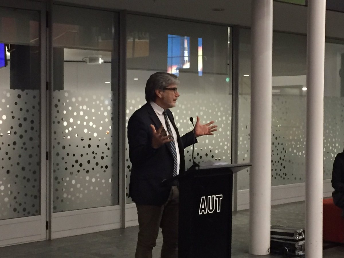 stephenthorpe's tweet image. Professor Sergei Gulyaev and Derek McCormack open the anniversary celebration of humankind landing on the moon @AUTuni #SpaceScience