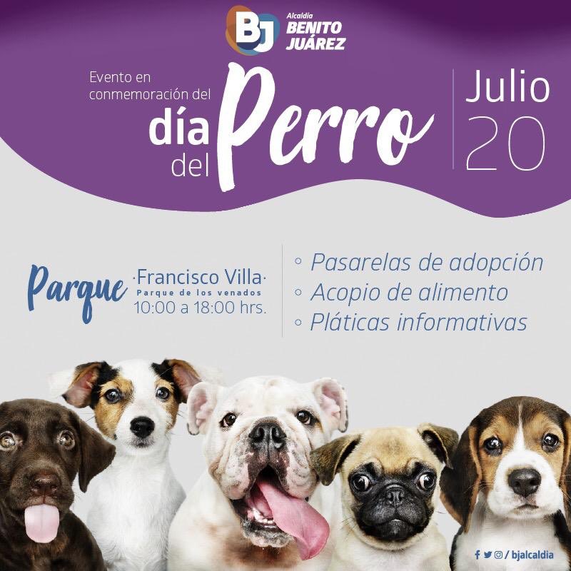BJAlcaldia's tweet photo. ¡Los perritos son parte de nuestra familia!
Te invitamos a las actividades que tendremos para conmemorar el #DíaDelPerro en Benito Juárez 🐕🐶🐩
🗓 20 de julio 
⏰ 10:00 hrs.
📍 Parque de los Venados https://t.co/23RMs55N4R