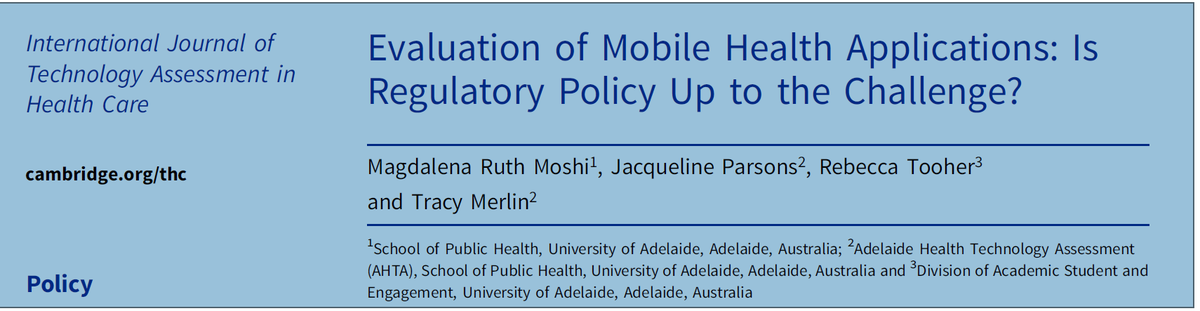 HTA_AHTA's tweet photo. #AHTA PhD candidate Magdalena Moshi has just published a paper on assessing mobile health apps for regulatory purposes. These technologies are only increasing in number and complexity, and it's vital that technology assessment keeps up #hta 
https://t.co/Tn3QgG6uC3 https://t.co/zPp9wsA7qO