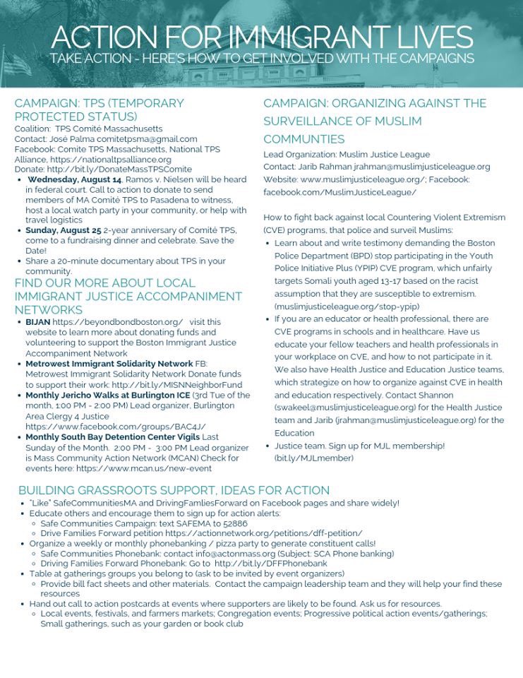 MassJwJ's tweet photo. Want to take action to stand in solidarity with immigrant neighbors? Check out this flyer on current campaigns and how to make change in our communities in Massachusetts! #DefendTPS #KeepFamiliesTogether #mapoli
https://t.co/PELUciTGbu @boston_liberty https://t.co/xTK2eNrG4W