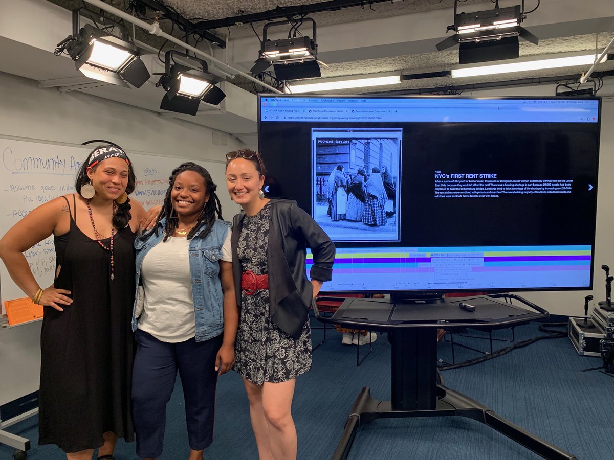 RTCNYC's tweet photo. So much love to our fierce team of facilitators of the #tenanthistory at the ⁦@PeoplesForumNYC⁩! ⁦@nOvAliscious⁩ from ⁦@northwestbronx⁩ Sarah from ⁦@Flatbushpower⁩ and Erin from ⁦@LegalAidNYC⁩! https://t.co/ru1kvsmGsf