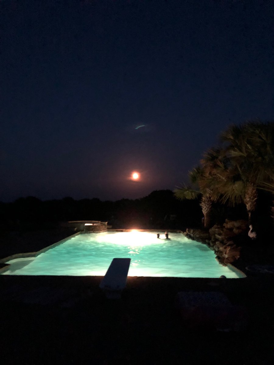 Night swimming under a full moon.