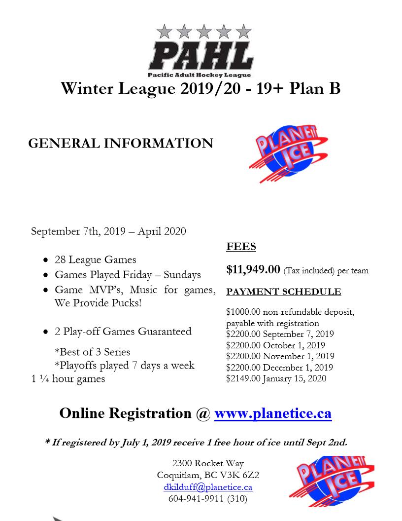 Register your Winter League hockey team with the PAHL at Planet Ice Coquitlam! We provide pucks for all games, music for warmups and much more. Register at planetice.ca  #winterleague #winterhockey #mensleague #hockey #planetice #pahl