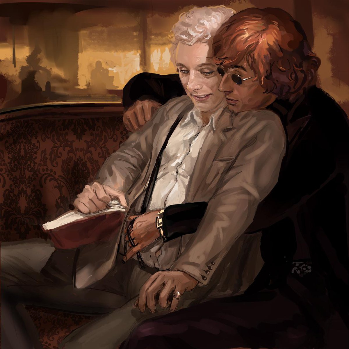 Aiverin's tweet photo. #ineffablehusbands 
Crowley had some stories that are more interesting than those books. For example their own story https://t.co/7GZC7EkBzw