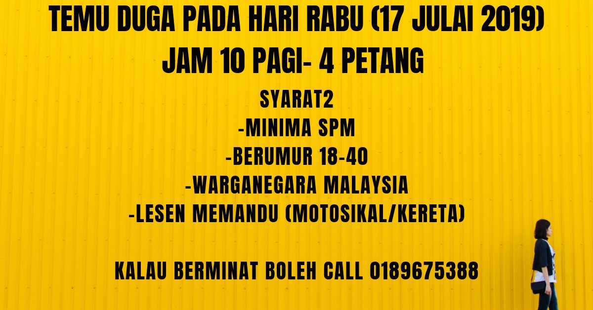 @jobmalaysia0 @jomkerjamy @malaysiajoblist @twt_kerja @myjobvacancyy @iniKerjaKosong @KerjaAnda @kerjakosong2u