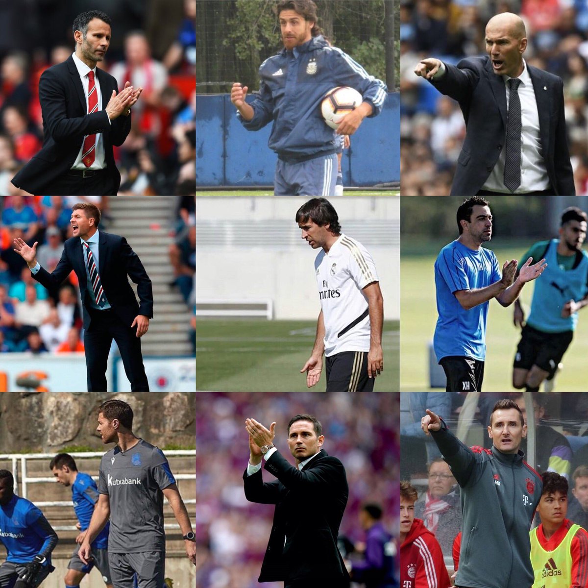 Juezcentral's tweet image. Giggs. Aimar. Zidane. Gerrard. Raúl. Xavi. Xabi Alonso. Lampard. Klose. Ya todos, son entrenadores... 🕓