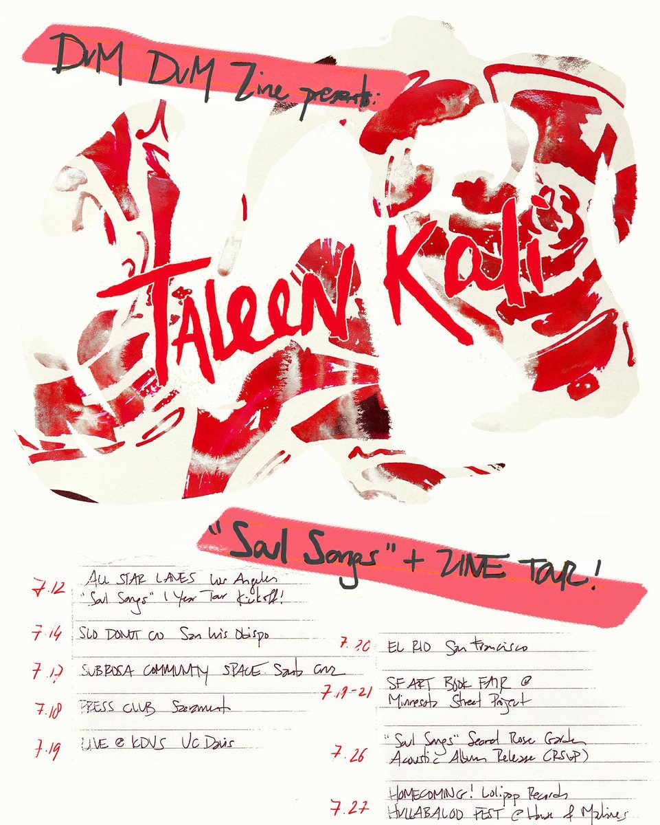 TALEEN KALI 👁🌹👁 (@taleenkali) on Twitter photo 🌹TALEEN KALI Soul Songs + Kalifornia Zine Tour starts tonight! 🎟TOUR INFO & TIX @ TALEENKALI.COM/SHOWS Hitting up <a href="/Slodoco/">SLO Donut Company</a> #SantaCruz <a href="/SacPressClub/">Sacramento Press Club</a> <a href="/KDVS903fm/">KDVS</a> <a href="/elriosf/">El Rio</a> see you on the road! ✨✨✨ 🌹TALEEN KALI Soul Songs + Kalifornia Zine Tour starts tonight! 🎟TOUR INFO & TIX @ TALEENKALI.COM/SHOWS Hitting up <a href="/Slodoco/">SLO Donut Company</a> #SantaCruz <a href="/SacPressClub/">Sacramento Press Club</a> <a href="/KDVS903fm/">KDVS</a> <a href="/elriosf/">El Rio</a> see you on the road! ✨✨✨
