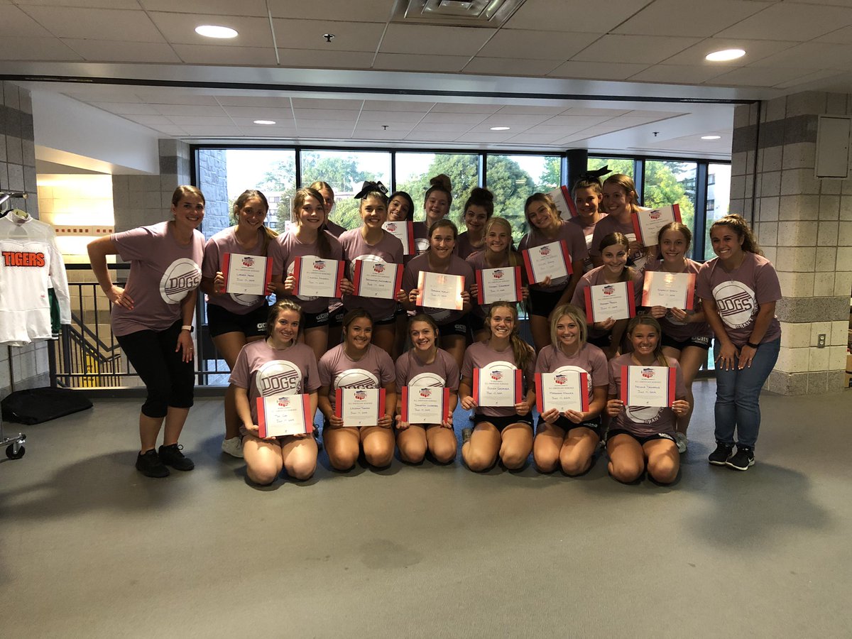 GrantCheer's tweet photo. 🐾It was another jam packed day at camp!  🚨 New skill alert  🚨 

🎀Congrats to all of our All-American Nominees!! 
 
🎖Congrats to Tia &amp; Jenna who were selected as Pin It Forward recipients.   

📣 Showcase is tomorrow at 11:30am at Carthage!!  

#UnityDiligenceHonor https://t.co/31tF50lkGW