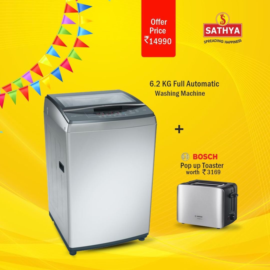 sathyaAgencies's tweet image. #AadiSuperDiscounts...ஆடி அதிரடி தள்ளுபடி...6.5KG #FullyAutomatic #TopLoading #WashingMachine is now at a special offer price of Rs. 17990 Free Bosch Toaster worth Rs. 3169....மேலும் விவரங்களுக்கு அழையுங்கள் 8880598985 அல்லது உங்கள் அருகாமையில் உள்ள சத்யா ஷோரூமுக்கு வாருங்கள்