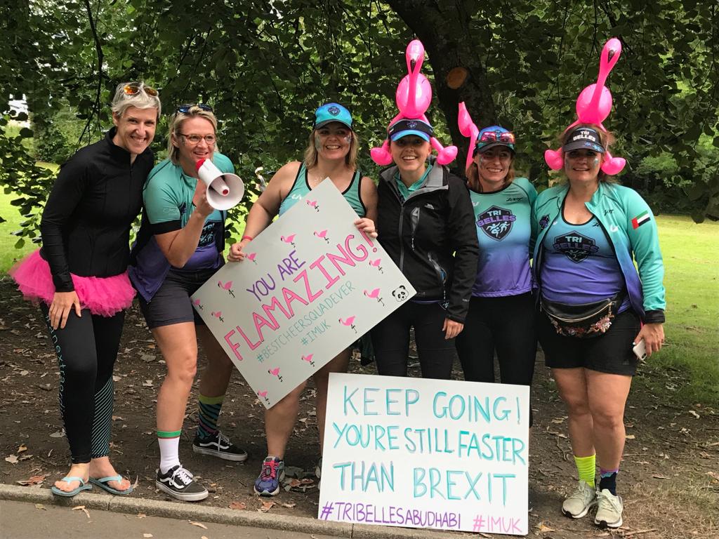 TriBellesAUH's tweet photo. We're back home #inabudhabi &amp; still talking about the amazing day we had on Sunday. It was a looong old day, but from the start of the bike to seeing the last runner pass us in the park, it was an absolute pleasure to cheer, high-5 &amp; encourage racers. @Ironman_UK @boltoncouncil https://t.co/hRa7COH82H