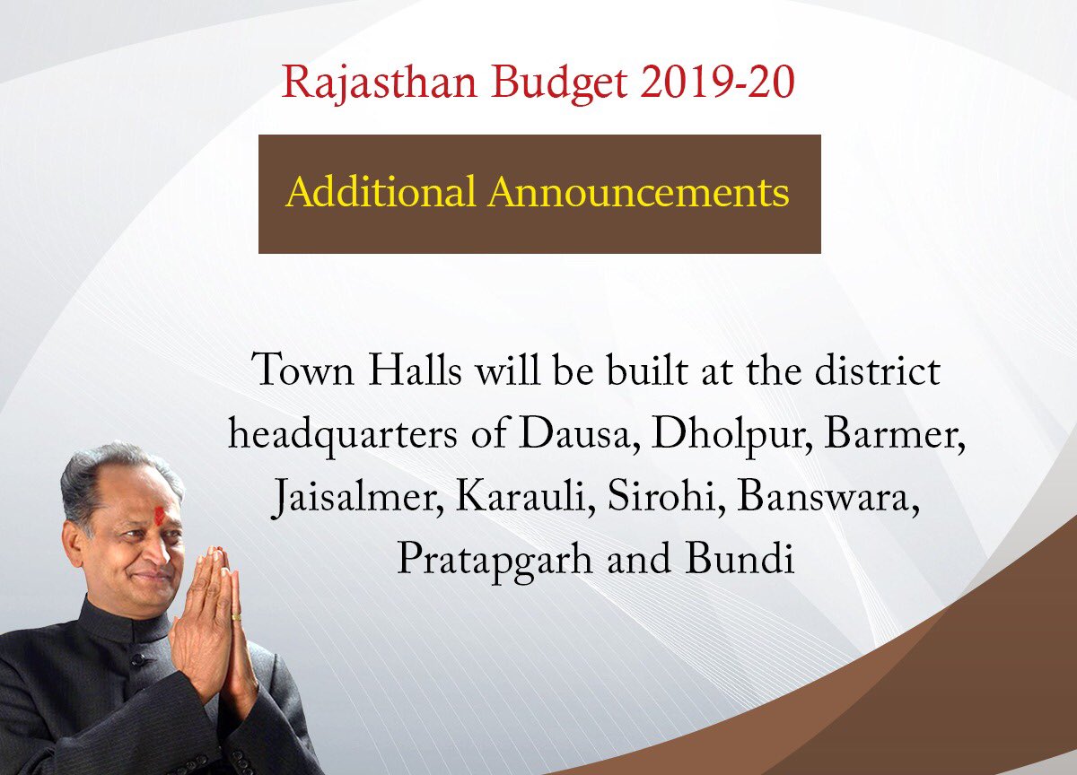 ashokgehlot51's tweet photo. New announcements... #RajasthanBudget2019 https://t.co/kdRKTBg8LE