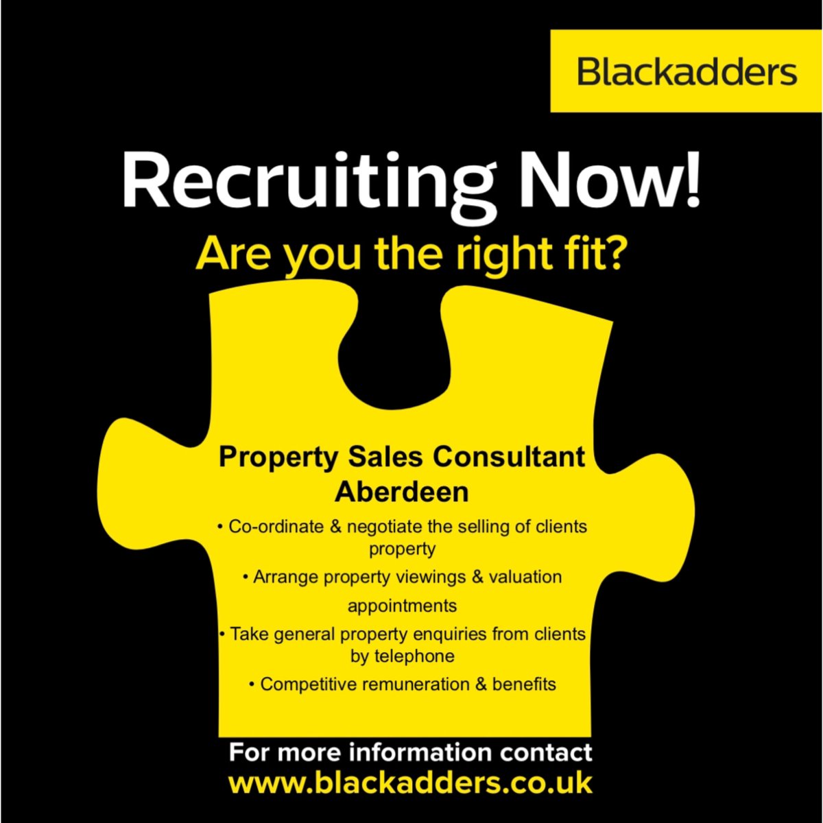 💼We are currently recruiting for a Property Sales Consultant to join our Aberdeen office! For more details and to apply please visit ow.ly/90lT50v2IWx
.
.
#PropertyJob #Career #Vacancy #BlackaddersProperty