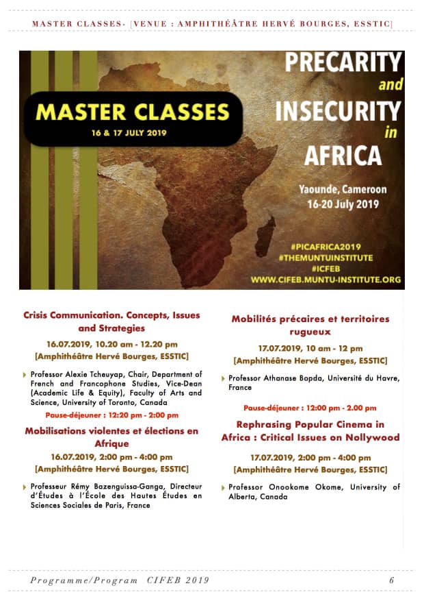 UFDESSTIC's tweet photo. #conference internationale Fabien Eboussi Boulaga du 16 au 20 juillet 2019. A l'amphitheatre Hervé Bourges de l'#Esstic. #THEMUNTUINSTITUTE #ICFEB #PICAFRICA2019 https://t.co/m8MjTtIn3D