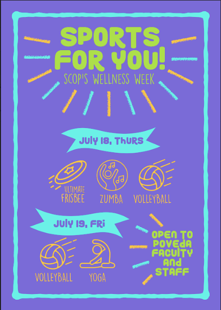 SCOPoveda's tweet photo. Show your love for Mother Earth by buying bamboo straws and donating to the newspaper drive, and support the teachers and staff as they participate in our very own sports fest!🌍Get ready for all the fun activities in store for Wellness Week 2019! 💚

Posters by: Misha Reyes https://t.co/D0uTyvK1jA