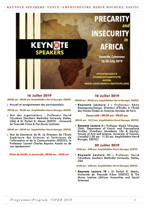 UFDESSTIC's tweet photo. #conference internationale Fabien Eboussi Boulaga du 16 au 20 juillet 2019. A l'amphitheatre Hervé Bourges de l'#Esstic. #THEMUNTUINSTITUTE #ICFEB #PICAFRICA2019 https://t.co/m8MjTtIn3D