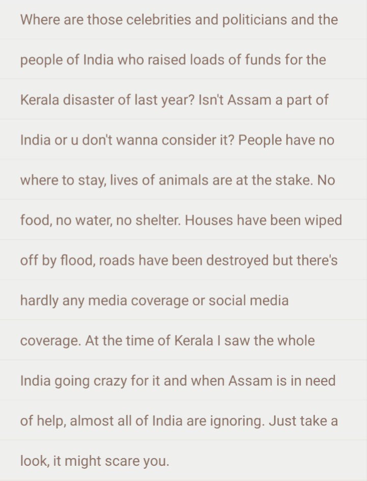 SabbirChaz's tweet photo. Pls tap and read the whole story. And where is @priyankachopra now? The brand ambassador of Assam Tourism and @UNICEF

#AssamFloods #AssamIsInPain #FloodinAssam #ignorance https://t.co/4X6SHIQrlS