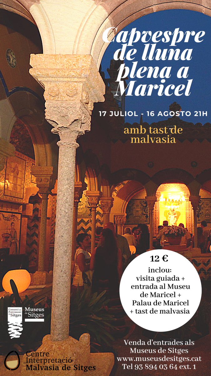 L’<a href="/HospitalSitges/">Hospital de Sitges</a> col·labora, des del Centre d’Interpretació de la <a href="/malvasia_sitges/">Malvasia de Sitges</a>, amb el Sitgestiu dels <a href="/MuseusDeSitges/">Museus de Sitges</a>. Avui dimecres, en el Capvespre de Lluna Plena, degustació de malvasia. Una experiència per a tots els sentits. 🏛🍷
💚 museusdesitges.cat/ca/activitats/…
#Sitges
