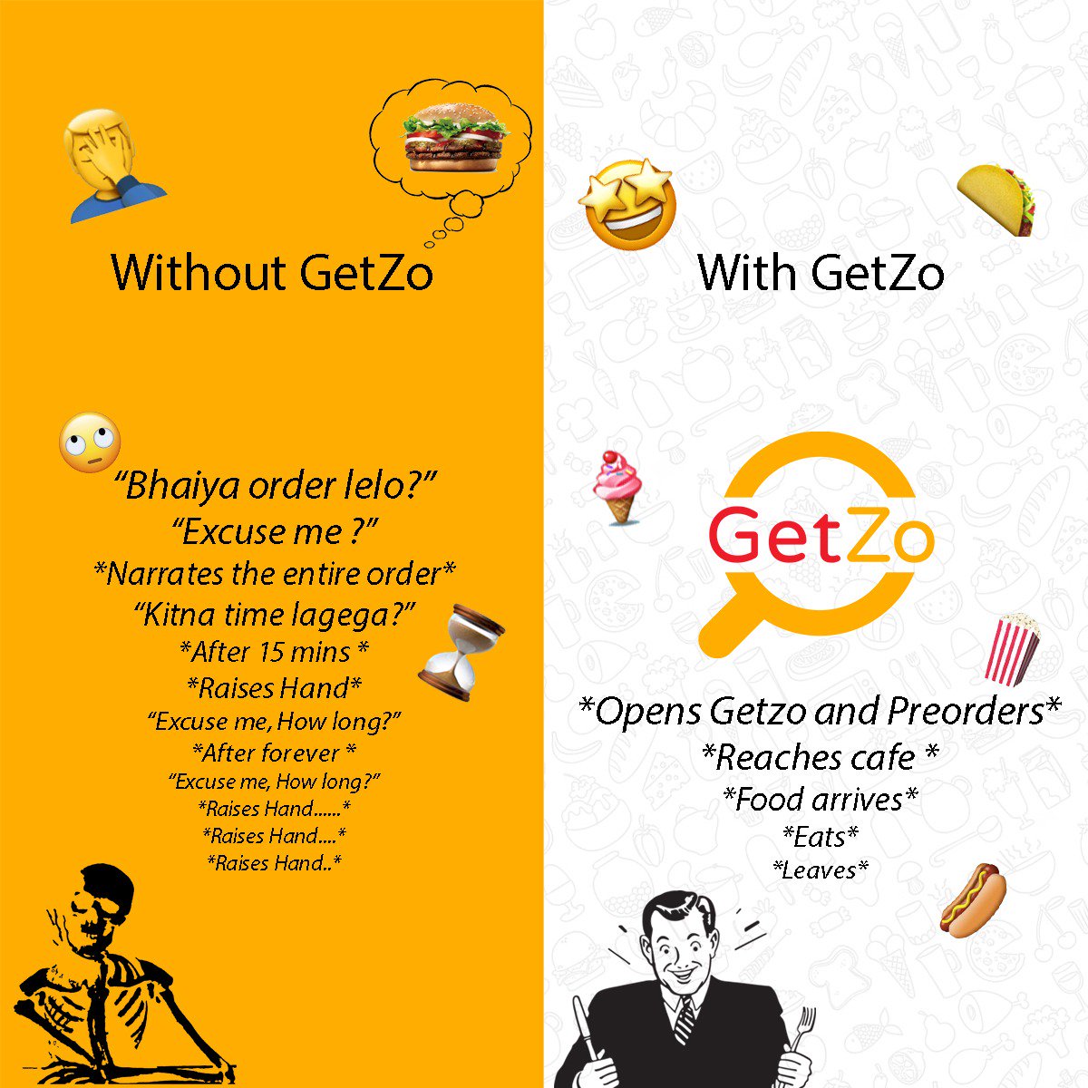 imgetzo's tweet photo. This is how we Order food at our Favorite Restaurants, "Without GetZo" and "With GetZo".

Choice is yours. Choose wisely.

Download the GetZo App now. 

https://t.co/mKVZZ0snaA https://t.co/6gTkukA8Hq