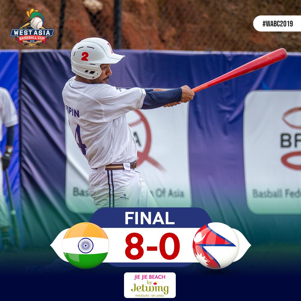 slabsa1's tweet photo. India 🇮🇳 take Nepal 🇳🇵 to Heartbreak Hotel at the end of the 5th Innings.
Game concluded due to rain ☔
#WABC2019 #ItsNowOurGame #HomeoftheFowls #ForGlory #SriLankaBaseball #INDvsNP https://t.co/0MZyJN71Lr