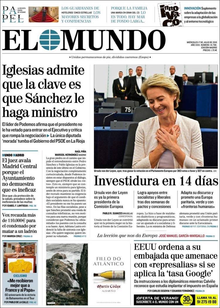 gabrielrufian's tweet photo. Hace 48h que se sabe que el cerebro de uno de los peores atentados de la historia de este país era un confidente del CNI y que sus autores tuvieron los teléfonos pinchados hasta 5 días antes de los ataques.

Estas son las portadas de hoy en España.

Tenéis un grave problema. https://t.co/7J0gA7xZDl