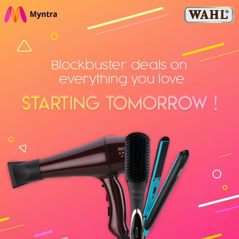 wahlIndia's tweet photo. Are you ready for Myntra blockbuster sale? Get your grooming list ready, because tomorrow is going to be a blast!

#Wahlindia #BlockbusterSale #MyntraSale #GlobalNotLocal https://t.co/t3mCkKqHrx