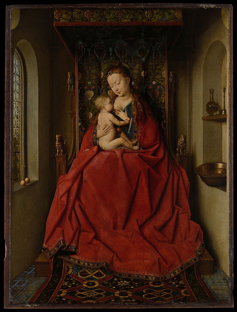 Here's another Virgin and Christ image. The Lucca Madonna by Jan Van Eyck. A Norther Renaissance work.