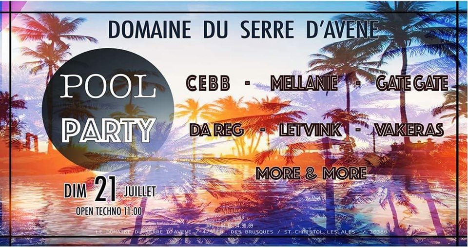 Serredavene's tweet photo. POOL PARTY du 21 juillet au Serre d'Avène ! 13h de musique non-stop entre piscine et bar :) Good vibes pour un dimanche de folie !
#serredavene #alès #saintchristol #poolparty #piscine #bar #dancefloor #music #techno #goodvibes #ambiance #musique #danse #folie #fete #fiesta #fun https://t.co/i4cPKQeCPs