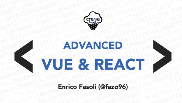 CremaWeb's tweet photo. Sei ancora in tempo per registrarti al talk #CremaWeb di questa sera!
Enrico Fasoli ci farà fare un viaggio nei dettagli delle librerie Vue.js e React.js e nei loro casi d’uso reali. 
 
L'evento è gratuito, registrati su Meetup!
🔴https://t.co/8pwYWDrIXV https://t.co/W3xCMHgfAD