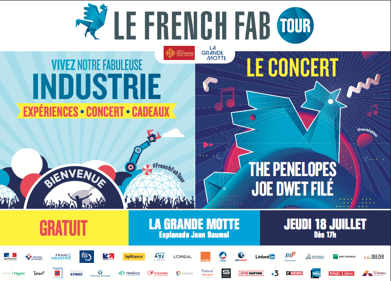 ecomnews_agenda's tweet photo. Pour sa 1ère tournée d’été « Le French Fab Tour » organisé par @Bpifrance va faire escale le 18 juillet de 17h à 23h sur l’esplanade Jean Baumel à @lagrandemotte. L’industrie part à la rencontre des jeunes et de leur famille pour la leur faire connaître sous toutes ses formes ! https://t.co/gH9QYz47bq