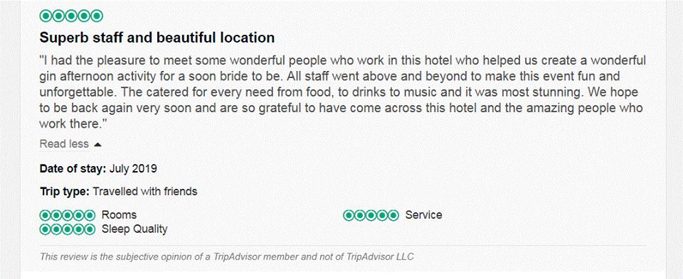 A lovely review from a recent hen party we had with us at the weekend.

Thinking of having a stag or hen party?
Make it a memorable one here at the Westport Country Lodge hotel, with stunning views of Croagh Patrick.
Call us on +353(0)9856030 for your perfect hen/stag package.