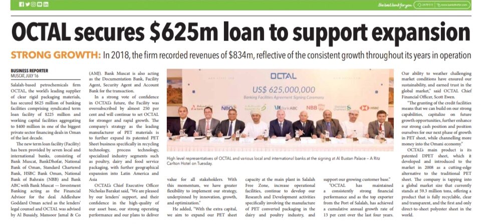OIC_OM's tweet image. Good investments speak for themselves!

We are thrilled by the overwhelming interest from local and international banks to finance #Octal (one of our key investments) to grow faster
