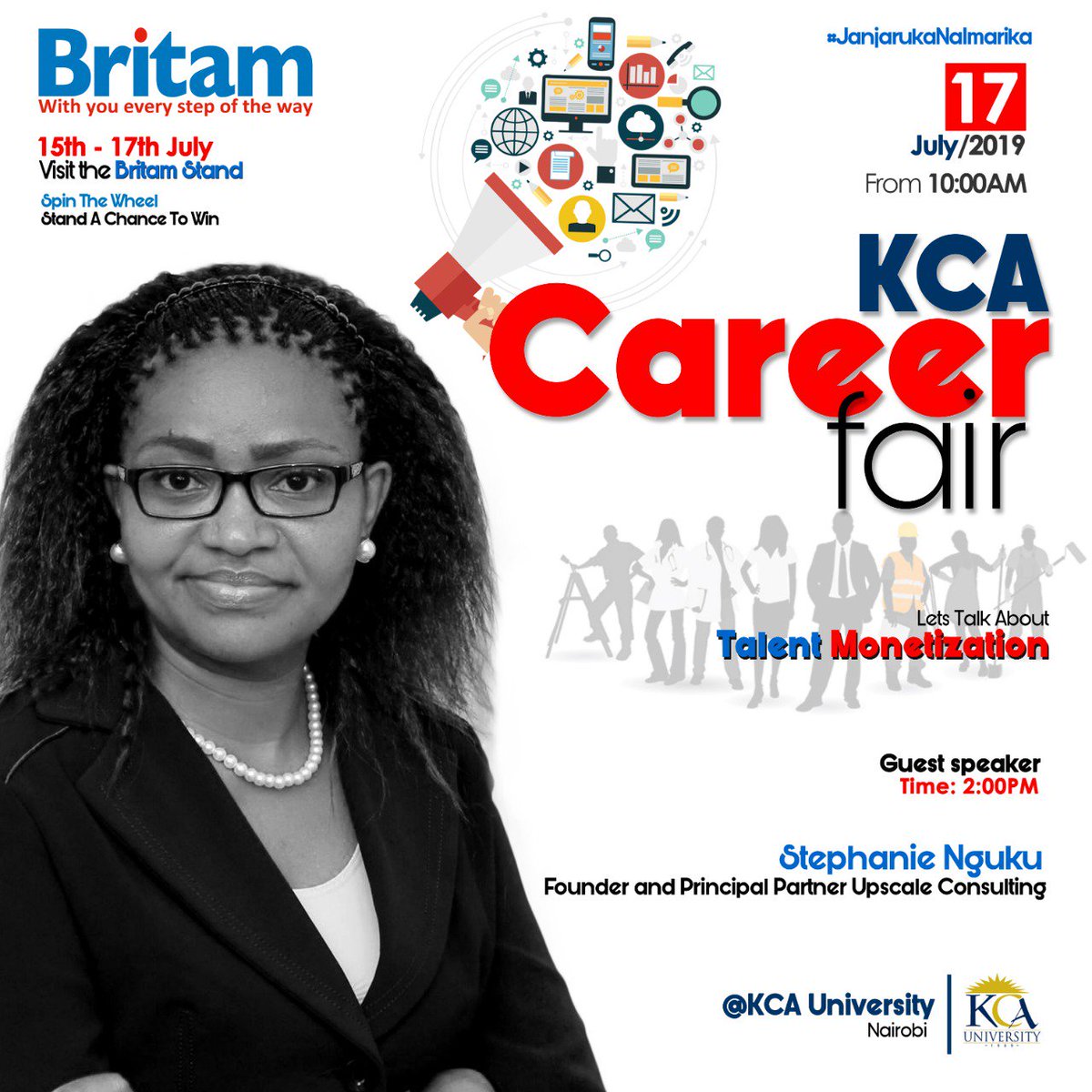 BritamEA's tweet photo. Come learn about financial planning and how to access capital at the #KCAUniversityCareerfair with Stephanie Nguku, Founder &amp; Principal Partner, Upscale Consulting #TalentMonetization   #FinancialPlanning https://t.co/FTmwqrMj8r