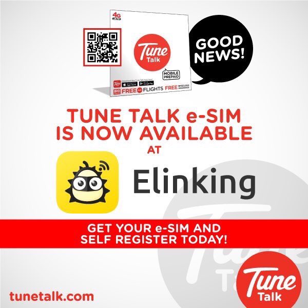TuneTalk's tweet photo. Tune Talkers! Get your Tune Talk e-SIM with our partner at Elinking!
The most advanced e-SIM technology is here & you can register a new line for FREE anytime anywhere with just a click away. #Elinking #DurianMan
Check your phone model compatibility here https://t.co/CEePHwh54B https://t.co/WJiWK23frN
