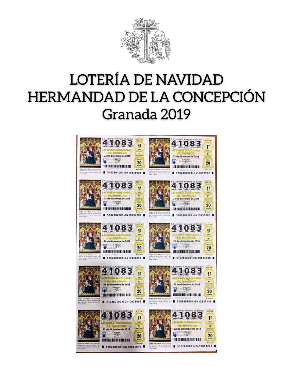 Ya tenemos Lotería de Navidad de la Hermandad! Como siempre, puedes encontrarla en:
- Ampublicistas.
- Panadería Pastelería Lupe.
- Spazio Confort.
Y con cualquier miembro de la Junta de Gobierno.

.