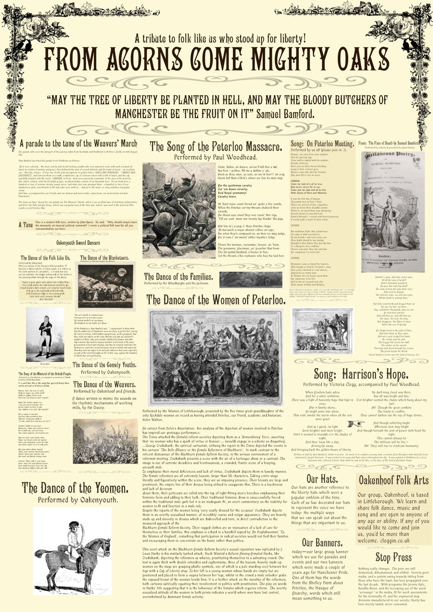 Today #Oakenhoof are performing at #Manchester Central Library in solidarity with our forebears who fought so bravely for a mere taste of #Liberty at #Peterloo1819  #Peterloo2019