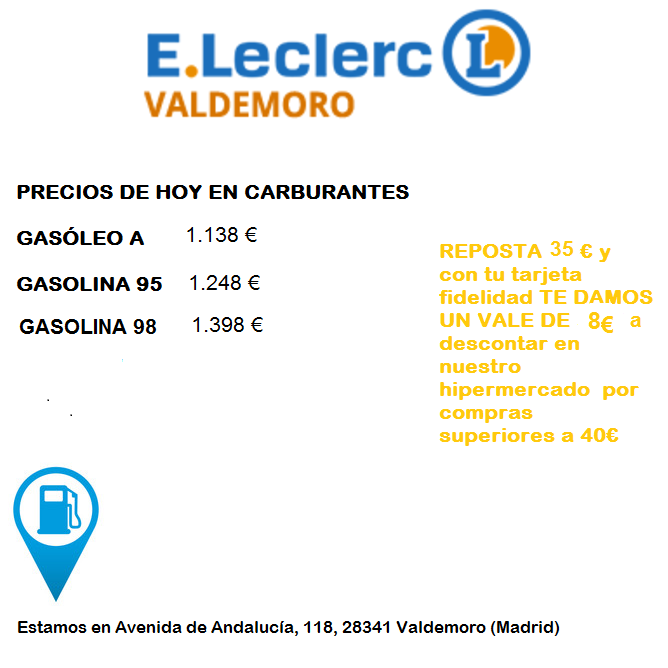 Buenos días ,estos son nuestros precios de hoy en carburantes.
Feliz día 😊