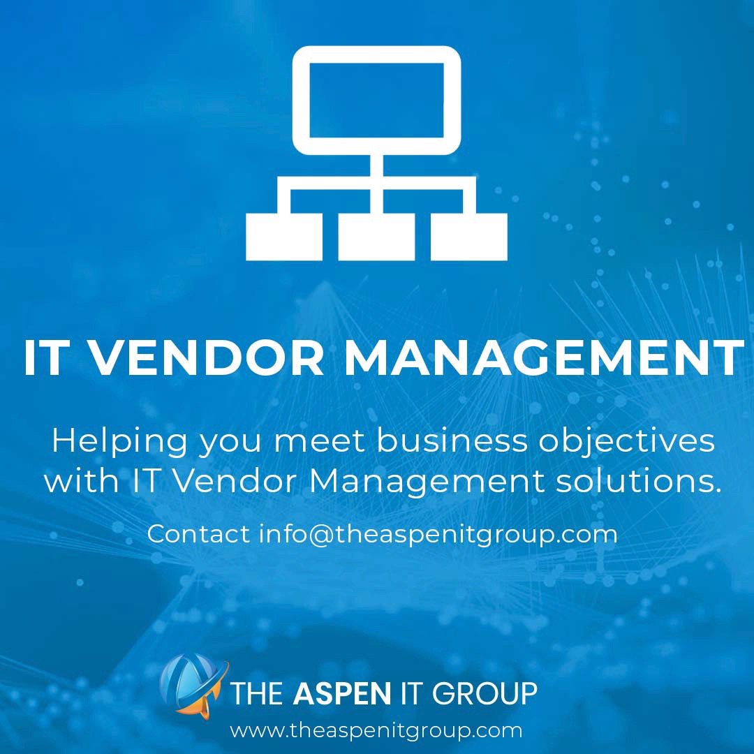 Our vendor management solutions ensure effective delivery of all contracted services while maintaining control of each relationship. Visit theaspenitgroup.com or info@theaspenitgroup.com
#IT #ITSupport #ProfessionalServices #TheAspenITGroup #ITSolutions #ITConsultancy