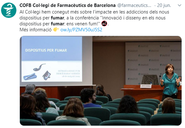 farmaceuticsbcn's tweet photo. 👏👏👏
Desde @farmaceuticsbcn implicados activamente en el avance en el control del tabaco 🚭 desde las farmacias. https://t.co/GKqChm3Mf1