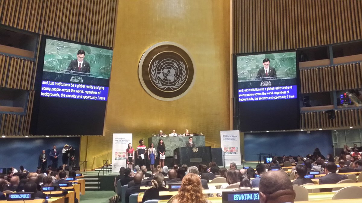 NASDubai_GC's tweet image. WOW! Ilike @PBISLibus and Emil @NASDubaiSchool deliver their powerful messages at the General Assembly Hall at on behalf of youth around the World. #NAEUNICEF #SDGs #HLPF2019