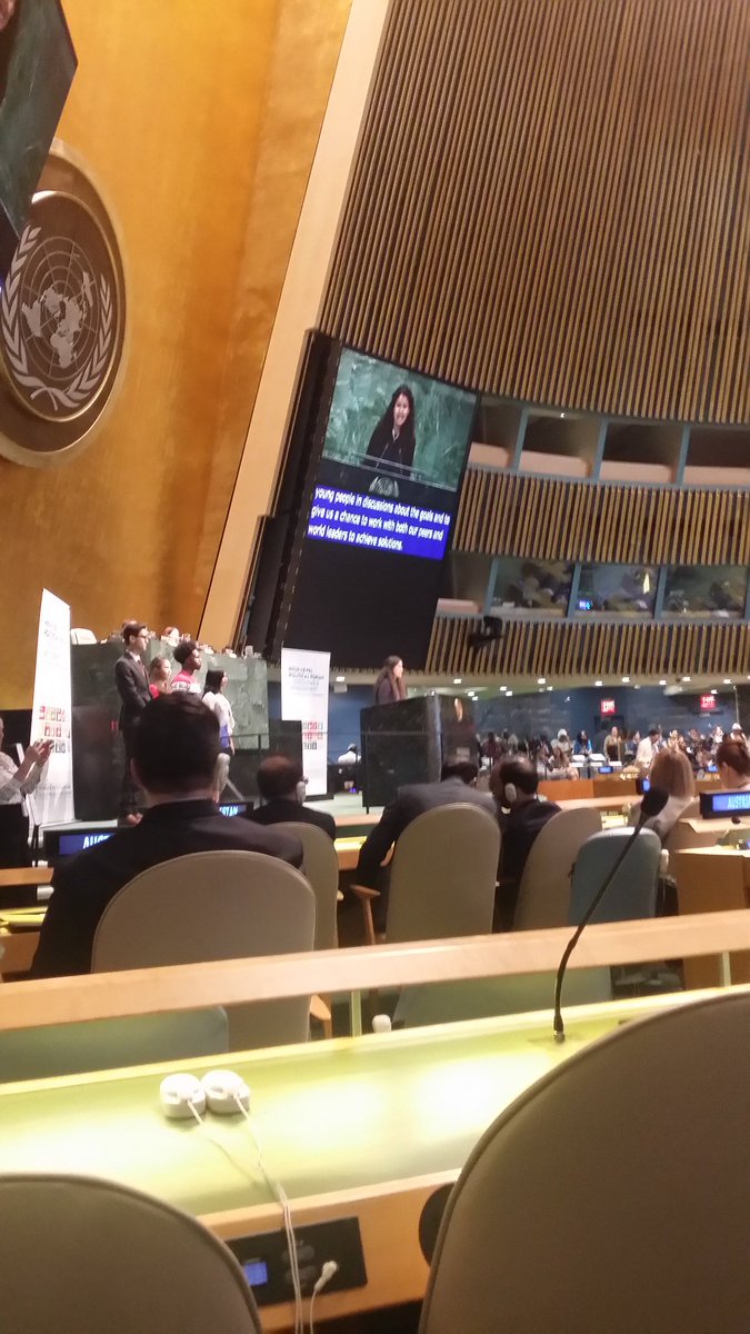 NASDubai_GC's tweet image. WOW! Ilike @PBISLibus and Emil @NASDubaiSchool deliver their powerful messages at the General Assembly Hall at on behalf of youth around the World. #NAEUNICEF #SDGs #HLPF2019