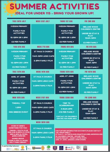 esnwcluster's tweet photo. Great NEWS for Families for SUMMER!! Check out the Family activities. @IWPSLeeds @AdelStJohnSpor1 @IvesonPrimary @RalphThoresby @HolyNameLeeds @stpaulsiw @IveTinSilkWood @AdelForum @AdelCrag @AdelWharfLabour @holtparktoday @Child_Leeds @BreezeLeeds https://t.co/6RYc6GEBQQ