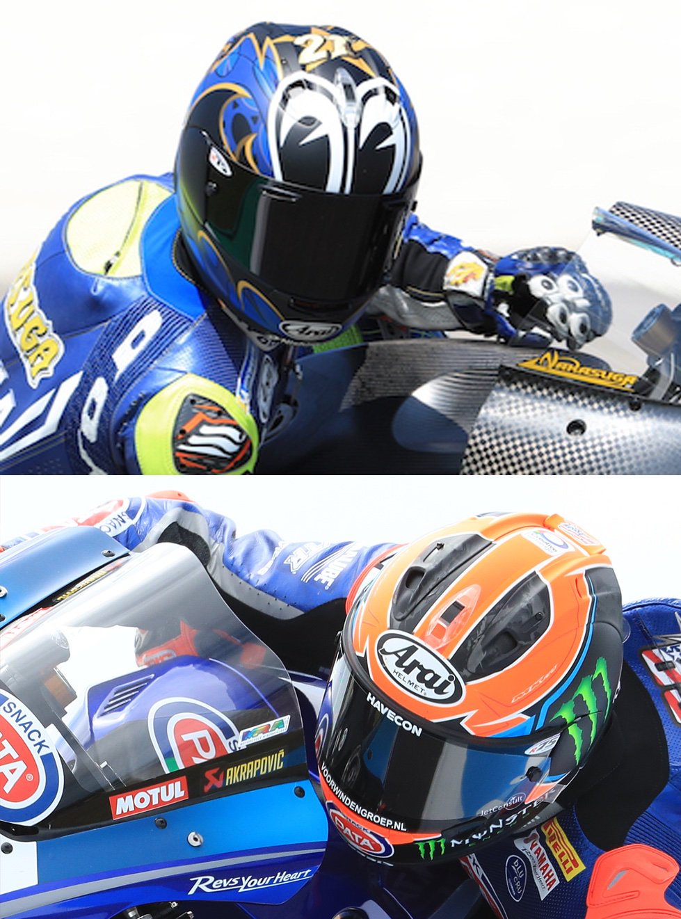 アライヘルメット Arai Helmet アライ契約ライダーのシールドに貼られている R75 ステッカー スポンサーロゴではありません 丸く滑らかな帽体表面で 衝撃をかすらせる アライが重要と考える かわす性能 を意味したステッカーです 貼っているのは