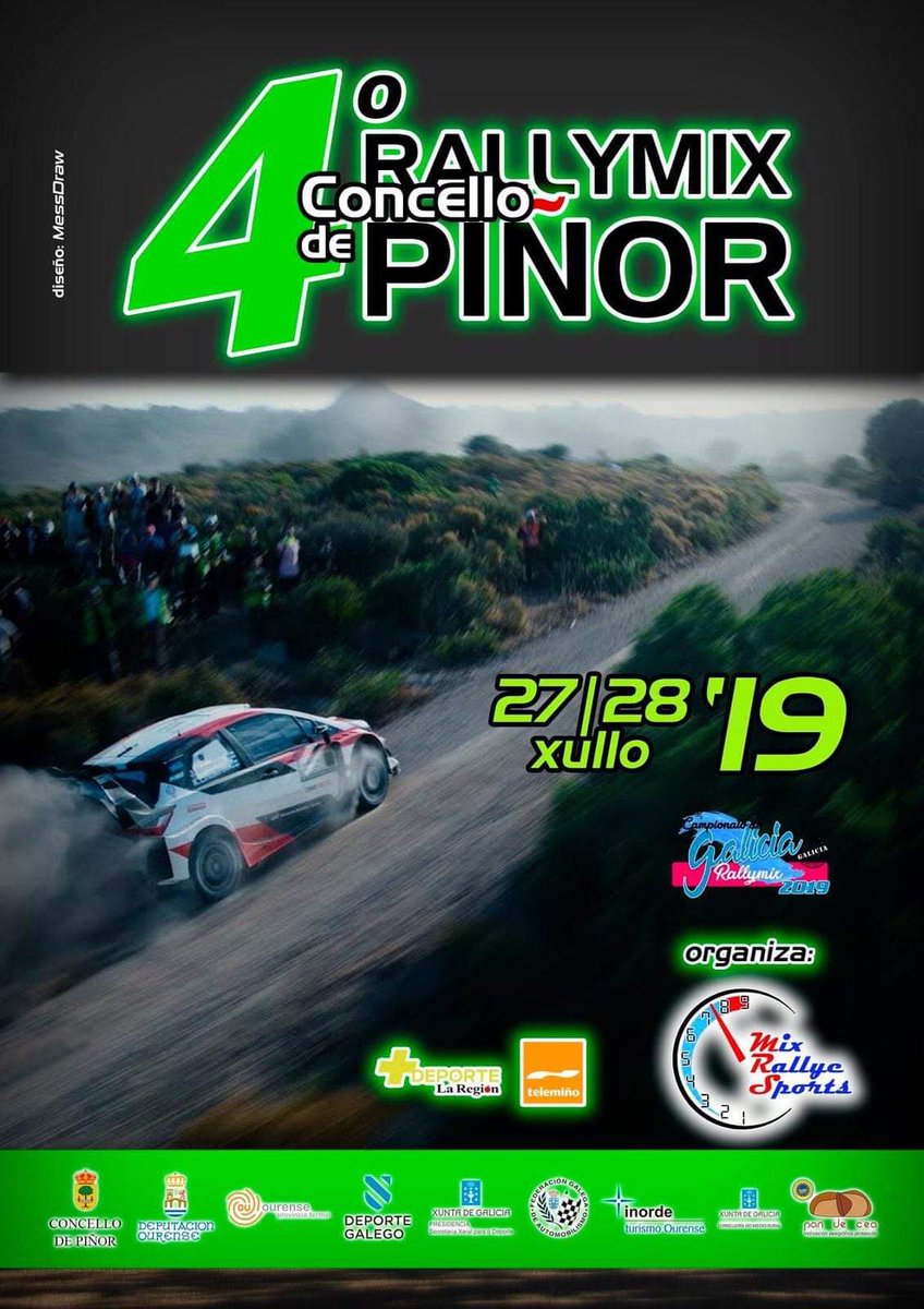 CARTEL oficial de la próxima prueba del Campeonato Gallego de RallyMix, el IV RallyMix Concello de Piñor 27-28 XULLO.