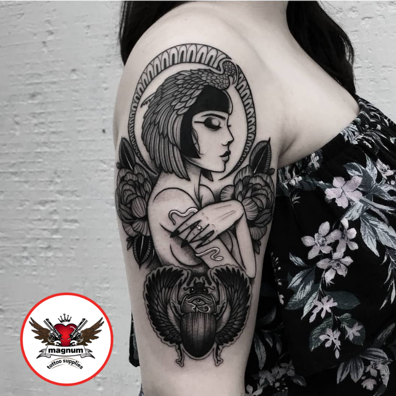 MagnumTattoo's tweet photo. Josh Hurrell did this Egyptian lady tattoo created using #magnumtattoosupplies ๐๐
#blackandgreytattoo #blackandgrey #uktta #monotraditional #neotraditionaltattoo #tattooing #blackworkers #darkartists #dotwork #gypsyhead #Woman #uktattoos #uktattooing
https://t.co/i4LepjpOXv https://t.co/cUsaqYDLmo