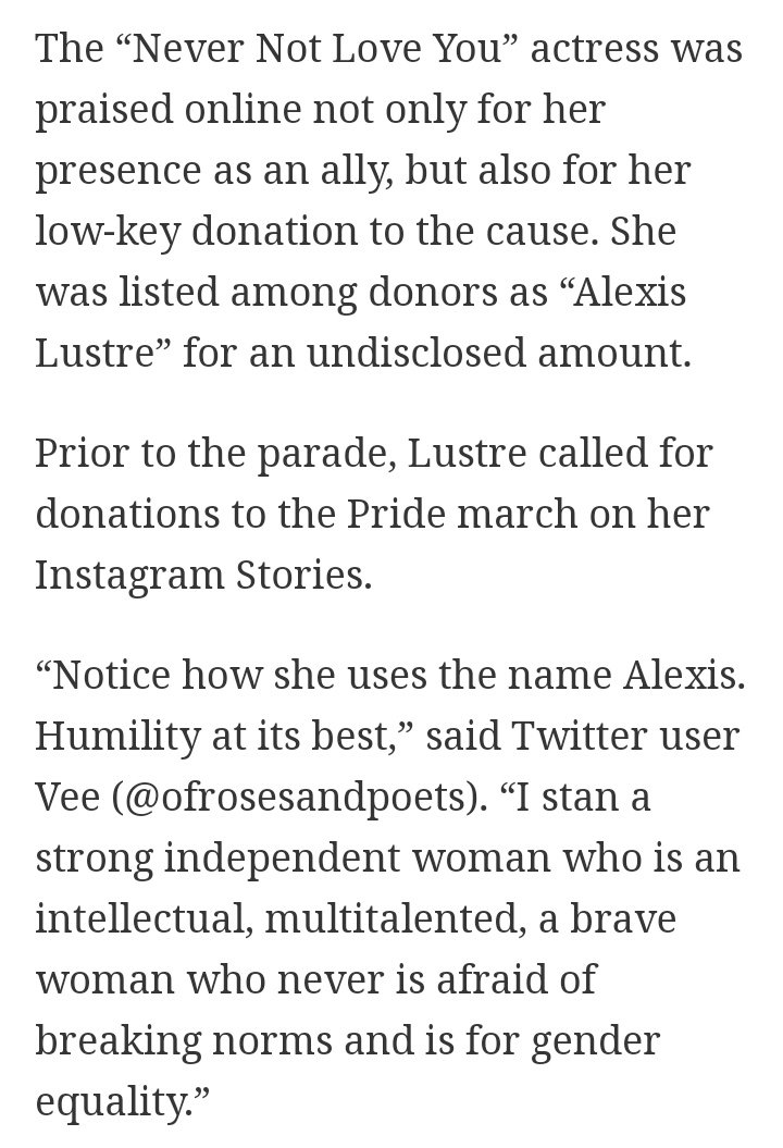 The internet went wild too when they knew that President Nadine Lustre went to the Pride March in support of the LGBT community and low key donated for the cause as well.   #21ArawBagoUmINDAK