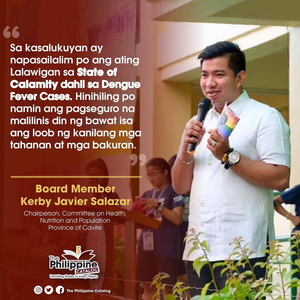 thePHcatalog's tweet photo. Cavite Provincial Board Member Kerby Salazar nagpaalala matapos mapasailalim sa State of Calamity ang lalawigan. 

Narito ang buong detalye: https://t.co/UT3ucJN9cr

#ThePhilippineCatalog
#UnfoldingStoriesToEveryFilipino https://t.co/dQUltJFNaE