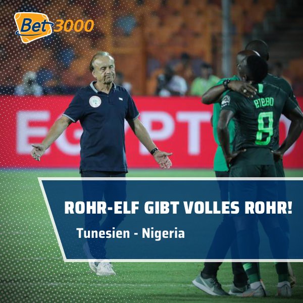 Bet3000's tweet photo. Große Show im kleinen Finale! 
Nigeria will im Spiel um Platz 3 einen raushauen. Die „Super Eagles“ von Trainer #GernotRohr wollen #Tunesien überflügeln. Die Quoten flattern ebenfalls in die Höhe. #bet3000 #sportwetten #africacup #africacupofnations #nigeria #mehrvomspiel https://t.co/AdNdrsH7j9
